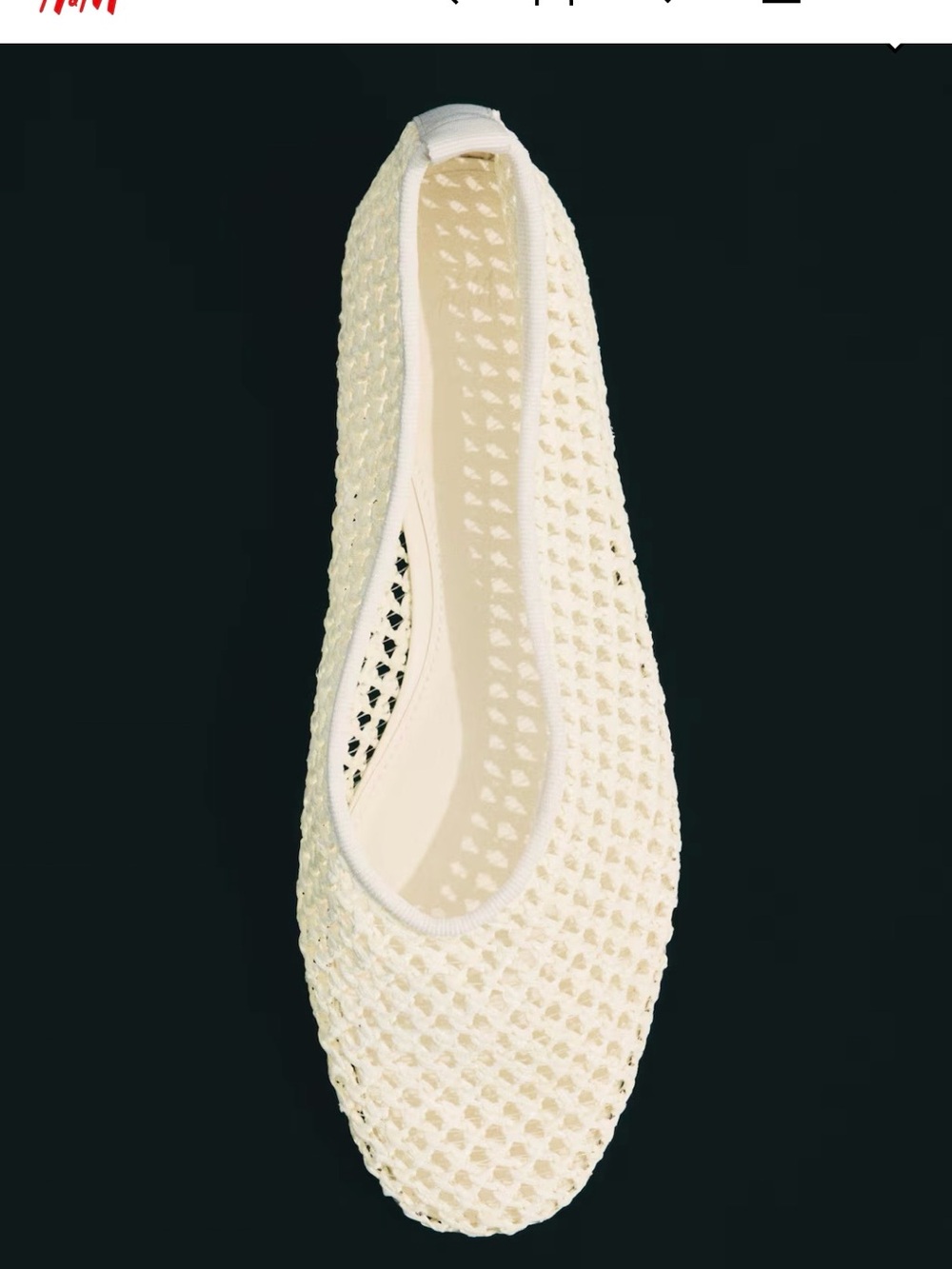 H&M Cream Woven Slip-On Ballet Flat NWT